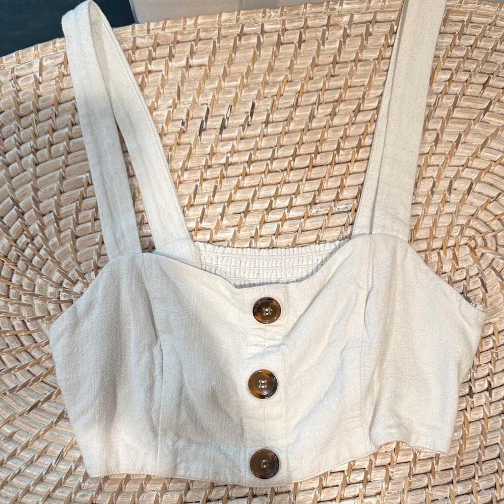 Show Me Your MuMu Cream Buttoned Crop Top